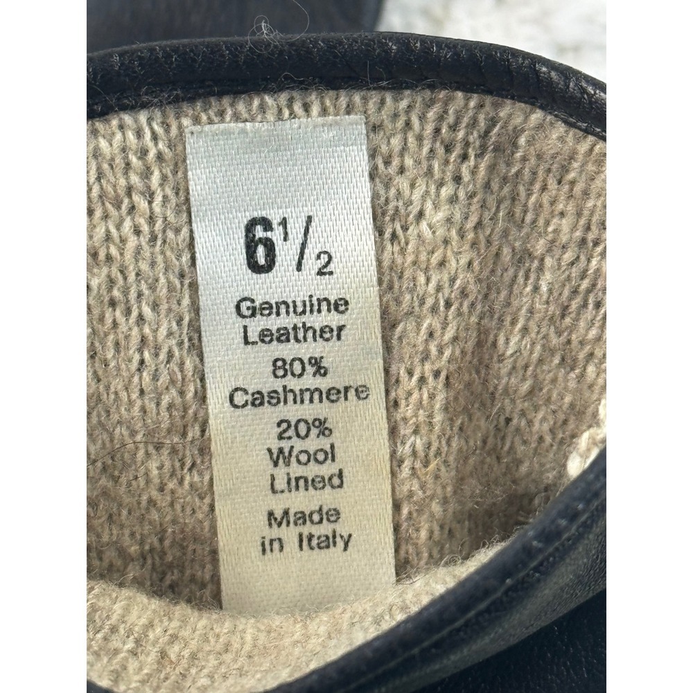 Luxury Italian Leather Cashmere Lined‎ Gloves Black Size 6 1/2 Buckle Accent - Picture 3 of 5